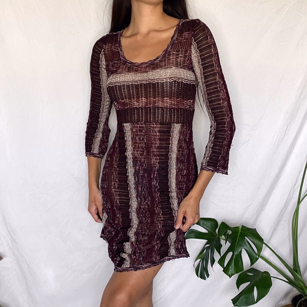 Vintage sheer whimsigoth knit midi dress